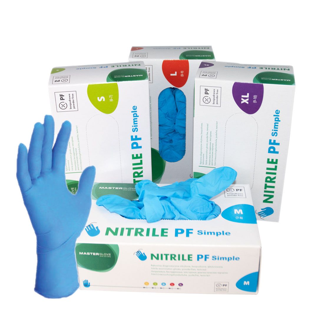 slide image Nitril PF Simple Handschuhe, blau, VE á 100 Stück