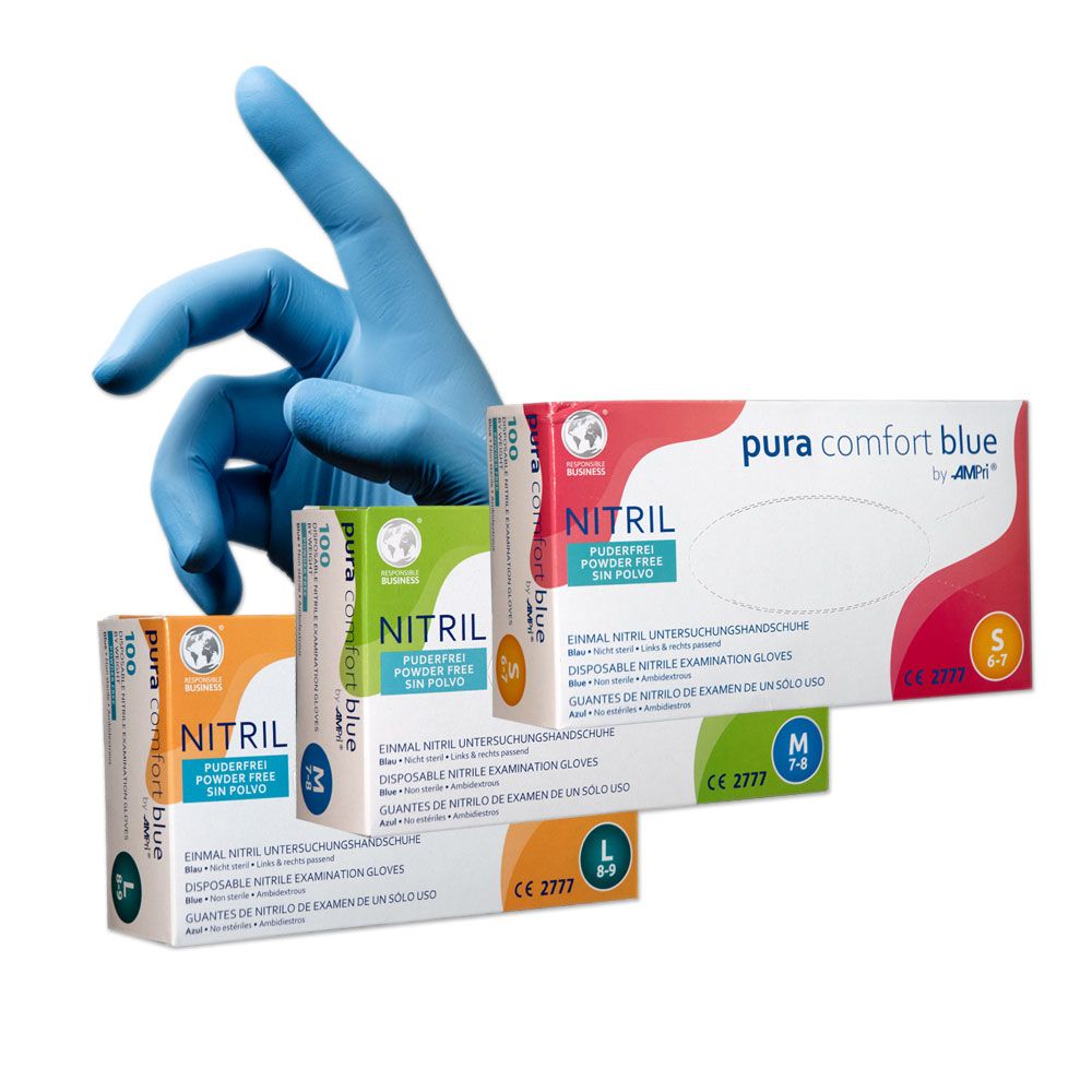 slide image Nitril PURACOMFORT Handschuhe, blau, VE á 100 Stück